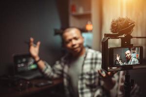 Content creators streaming video online on the social media photo