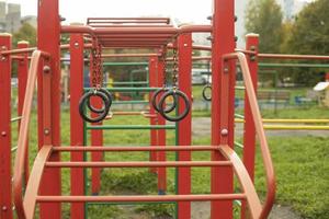 Rings on the playground. Details of the area for street training. photo