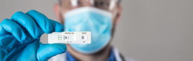Negative test result by using rapid test device for COVID-19. photo