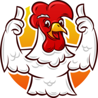 logotipo de los personajes de la mascota del gallo con el pulgar hacia arriba png