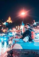 Couple in the background of the Tbilisi. photo