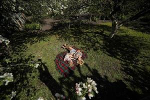 mother and daughter in the garden photo