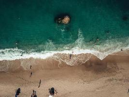 Aerial View From Flying Drone Of People Relaxing photo