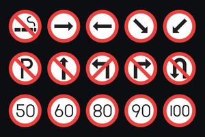 Set Of Traffic signs Icons Vector Illustration In Flat design