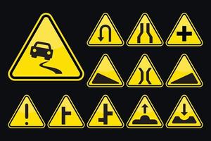 Set Of Road Sign Icons Vector Illustration In Flat design