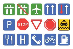 Set Of Road Sign Icons Vector Illustration In Flat design