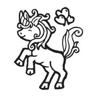 Unicorn cute drawing sketch for coloring book Vector