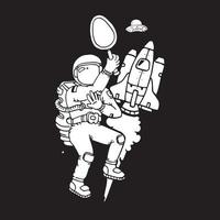 astronaut drawing in space vector for coloring book