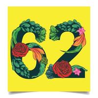 numbers 62 vector colorful flower