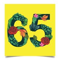 números 65 vector colorido flor