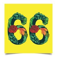 numbers 66 vector colorful flower