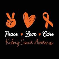 Kidney Cancer Awareness Lettering T-shirt Design With Orange Ribbon Best for Print Design Like T-shirt, Mug, Frame and Other vector