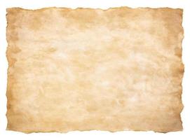 old parchment paper sheet vintage aged or texture isolated on white background photo