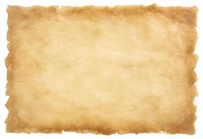 old parchment paper sheet vintage aged or texture isolated on white background photo