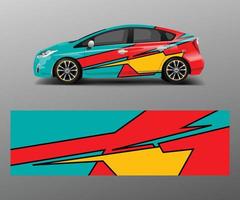 Car wrap decal design vector. Graphic abstract racing designs for vehicle, rally, race, adventure template design vector