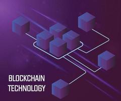 Fondo de tecnología inteligente de blockchain. bloques isométricos abstractos conectados vector