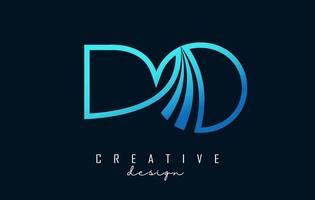 Outline blue letters Do d o logo with leading lines and road concept design. Letters with geometric design. vector