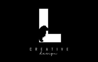 Vector illustration of abstract letter L with lion shape cut.