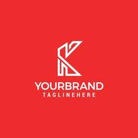 K Monogram Initial logo line design template vector