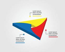 Triangle template for infographic for presentation for 3 element vector