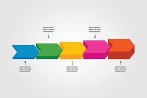 line arrow template for infographic for presentation for 5 element vector