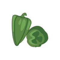 ilustración de un pimiento verde en un diseño plano vector