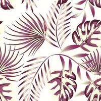 summer tropical seamless pattern with vintage color monstera palm leaves and foliage on white background. Fashionable texture design, textile, fabric, printing. Original plant. Exotic design. autumn vector