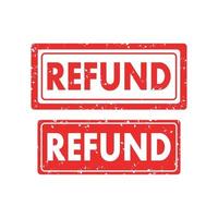 Refund red rubber stamp set on white background. vector