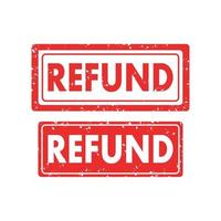 Refund red rubber stamp set on white background. vector