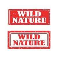 Wild nature grunge rubber stamp set on white background. vector illustration