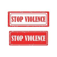 Stop violence red rubber stamp set on white background. vector