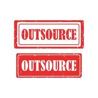 OUTSOURCE red rubber stamp on white background. vector