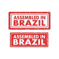 Assembled in Brazil rubber Stamp set on white background, vector illustration