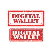 Digital wallet rubber stamp set on white background. vector illustration
