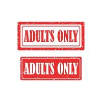 Adults only red rubber stamp set on white background. vector