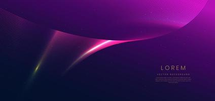 Abstract luxury glowing lines curved overlapping on dark blue and purple background. Template premium award design. vector