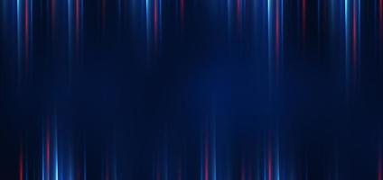 Abstract technology futuristic glowing blue and red  light lines with speed motion blur effect on dark blue background. vector