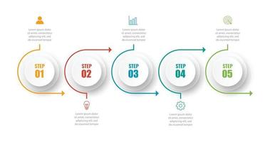 Presentación plantilla de infografía empresarial con 5 opciones. vector