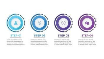 plantilla de diseño de etiquetas infográficas vectoriales con iconos y 4 opciones o pasos. se puede utilizar para diagramas de proceso, presentaciones, diseño de flujo de trabajo, banner, diagrama de flujo, gráfico de información. vector