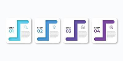 plantilla de diseño de etiquetas infográficas vectoriales con iconos y 4 opciones o pasos. se puede utilizar para diagramas de proceso, presentaciones, diseño de flujo de trabajo, banner, diagrama de flujo, gráfico de información. vector