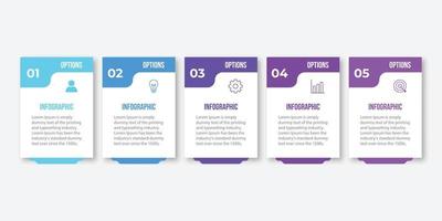 plantilla de infografía empresarial línea de tiempo con opciones de círculos de 5 pasos e iconos de marketing elementos infográficos lineales vectoriales vector