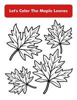 Maple Leaves Coloring Book Page In Letter Page Size. Children Coloring Worksheet. Premium Vector Element.