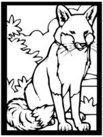 boceto de un zorro sobre un fondo blanco y negro en un marco para cómics o colorear. vector