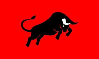 ilustración vectorial de toro en fondo rojo. diseño plano y simple. se puede usar para cualquier cosa relacionada con animales, mamíferos, poder, fuerte, masculino vector