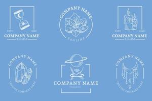 Mystical Logo Minimalist Symbol Templates Collection Element Light Blue. vector