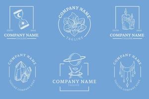 Mystical Logo Minimalist Symbol Templates Collection Element Light Blue. vector