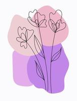 flowers line with colored spots vector