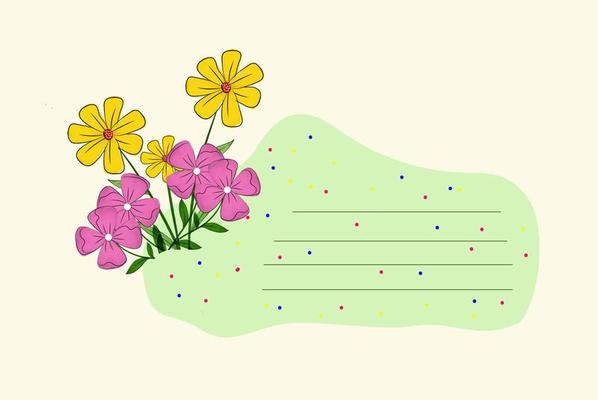 Sticker for message with watercolor flowers