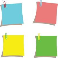 A group of colored sticky notes attached to a map pins, suitable for writing study notes, at home or at work vector