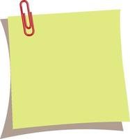 A light green sticky note attached to a map pin, suitable for writing study notes, at home or at work vector